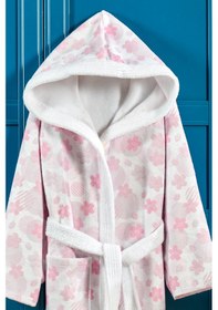 Resim Pink Flower Dijital Baskılı Çocuk Bornozu Açık Pembe 