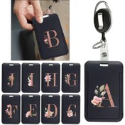 Resim Çiçek Desenli Durable Plastik Kartlık Rose Altın Başlangıç ID Bilekliği Tutucu - Geri Çekilebilir Toka ve Lanyard - Hemşireler, Ofis Çalışanları ve Personel için Mükemmel, Hemşire Bilekliği Tutucu | Çiçek Desenli ID Tutucu | Dayanıklı Plastik Kasa 