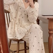Resim Yüksek Kaliteli Basit ve Pratik Kadınlar için Rahat Sevimli Dört Mevsim Emzirme Hamile Kıyafetleri Ev Giysileri İki Parçalı Pijama Takımı Hemşirelik Pijamaları 