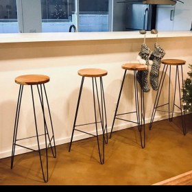 Resim Abronya Bar Sandalyesi Metal Ahşaplı Tasarım Sandalye Tabure Modelleri 1 Adet 