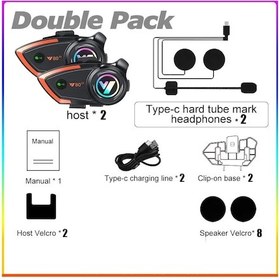 Resim Y80 2x Motosiklet Kask Interkom Bluetooth Kulaklık Eller Serbest Çağrı Kablosuz Double Pack 