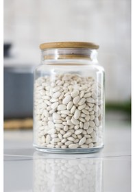 Resim 12 Lü Set Bambu Kapaklı Cam Kavanoz - Erzak Saklama Kabı 800 M... 