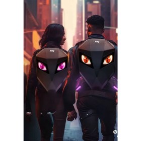 Resim Erkugo Led Gözlü L Beden Motor Sırt Çantası, Ledli Büyük Boy Sırt Çantası, Telefon Kontrollü Loy Led Bag 