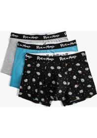 Resim Koton Rick And Morty 3'Lü Boxer Seti Lisanslı Desenli Siyah Desenli 5Wlm90005Mk Siyah 