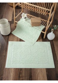 Resim 2'li Mint Yeşili Damask Desenli Ayak Havlu Takımı Mint Yeşili 