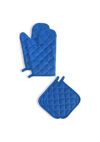 Resim Yanmaz Ve Isıya Dayanıklı Fırın Eldiveni Ve Tutacak 2 Eldiven, 2 Tutacak Mavi 