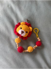 Resim Aia&Co Aslan Figürlü Emzik Zinciri - Emzik Askısı Emzik Tutucu Amigurumi Galatasaray aslancık 