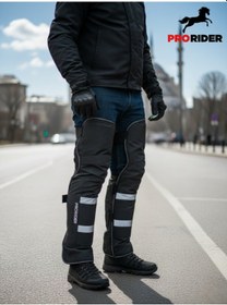 Resim Motorcu Dizlik Yağmur Ve Rüzgar Geçirmez Reflektörlü Termal Koruma Suya Dayanıklı Motosiklet Dizlik Siyah 