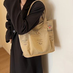 Resim 1 Adet Disney Winnie the Pooh Kadınlar İçin Çapraz Vücut Tote Çanta - Fermuarlı Çok Cepli Omuz Çantası, Makinede Yıkanabilir, Hafif Kahverengi/, Günlük Kullanım ve İşe Gidiş Geliş için Sevimli Karikatür Baskılı, Disney Çantası, Polyester Astarlı 