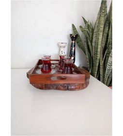 Resim Eskitme Ahşap Sunum Tepsisi Eskitme Kahverengi 