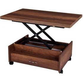 Resim Akıllı Sihirli Laptop Sehpa Yemek Masası Sehpa 2 Çekmeceli Beyaz 