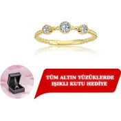 Resim FasekGold 14 Ayar Altın Yüzük-mini Taşlı Top Topaltın Yüzük 