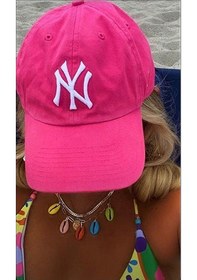 Resim Unisex Fuşya Renk Beyaz Logo Beyzbol Ny New York Şapka - Unisex Fuşya 