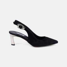 Resim Desa Kadın Siyah Slingback Sivri Burunlu Süet Stiletto 