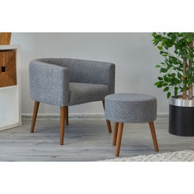 Resim WEBPANYA Çay Seti Tekli Koltuk Berjer Ve Puf Takımı (SALON, BALKON, OFİS) 2Li Takım 