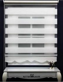 Resim Geniş Pliseli Etek Dilimli Zebra Stor Güneşlik Perde 1234, Beyaz, 110 x 200 