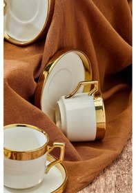 Resim Cooker Gold Yaldızlı 6 Kişilik 220 Ml Porselen Duble Çay Ve Kahve Fincan Takımı Ckr3523 Çok Renkli 