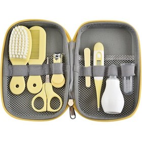Resim Gajeena Bebek Bakıma 8'li Set: Tırnak Makas+file+makas+saçak+fırça+burun Emici+parmak Fırçası+termometre Sarı Saklama Kutulu 