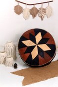 Resim Ottoman Pouffe Art Deco Iskandinav El Yapımı Hakiki Deri Orijinal Bohem Ottoman Puf Minder 60x30cm (DOLGULU) 