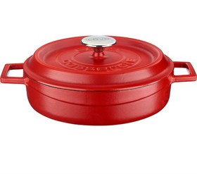 Resim Lava Döküm Çok Amaçlı Yayvan Tencere Döküm Demir Yekpare Kulplu Spring Serisi Çap 24cm Turuncu 