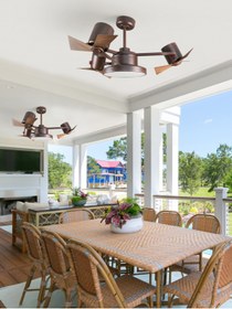 Resim DLC GROUP DLC GARBİON LED TAVAN VANTİLATÖRÜ KAHVERENGİ UZAKTAN KUMANDALI 112 CM 