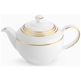 Resim Beyaz Çaydanlık Ince Bone China Mozaik Tasarım, Altın Ayrıntılar 1l Kapasite Çok Renkli 