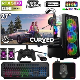 Resim Xaser Thunder X510 Ryzen 5 7500F 32GB Ddr5 Ram 1tb M.2 Nvme SSD 12GB RTX5070 27" 180Hz Oyuncu Bilgisayarı 