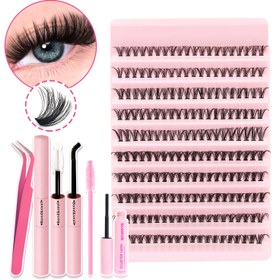 Resim DIY Kirpik Uzatma Seti, 40 D Doğal Alt Kirpikler Kolay Takılabilir, Süper Kalın Güzellik Kirpikleri, D-Roll 9-16mm Karışık Uzunluklu Kirpikler, Yeniden Kullanılabilir Demet Kirpikler, DIY Doğaldan Kalına Geçiş Görünümü, Parti ve Etkinlikler İçin Uygun 