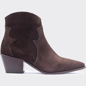 Resim Glam Kahverengi Süet Hakiki Deri Western Kadın Bot - 39 