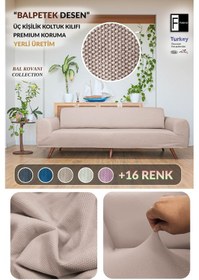 Resim Balpeteği 3 Kişilik Vizon Lastikli Kanepe Örtüsü Lastikli Koltuk Örtüsü Koltuk Kılıfı Vizyon 