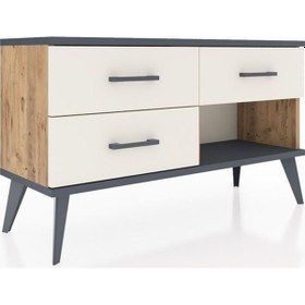 Resim Arges Şifonyer 3 Çekmeceli 88x30x48 Çam-antrasit/aytaşı Antrasit/aytaşı 
