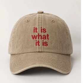 Resim "ıt Is What It Is" Minimal Nakışlı Vintage Yıkamalı Beyzbol Şapkası 