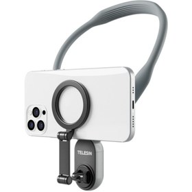 Resim TELESIN Telefonlar Için Manyetik Boyun Cep Telefonu Tutacağı, Vlogger, Youtuber Çekim Aparatı 