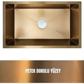Resim Gl General 40x60 Gold Petek Dokulu Çelik Mutfak Eviyesi 304 Paslanmaz Çelik 1mm Gold 