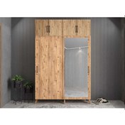 Resim Panama Sürgülü Yüklüklü Portmanto Vestiyer Ayakkabılık Çam 180cm 