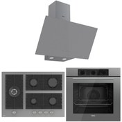 Resim Ferre Flowart BL Modüler Seriisi 3'lü Gri Ankastre Set ( QBL62CPR-BL138-D079 ) 