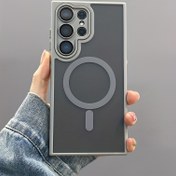 Resim Uygun S25 Ultra, S25, S24, S23, S22 Ultra Plus, S24 FE, S25 Edge için. Mat yarı saydam sert PC kasa ve darbe korumalı kamera lens filmi ile yeni manyetik kablosuz şarj kılıfı 