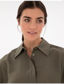 Resim Pierre Cardin Kadın Haki Gömlek Desenli 50306501-vr027 Haki 