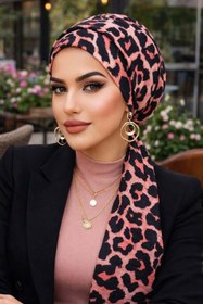 Resim Aişe tesettür Siyah Gülkurusu Desenli Atkılı Bone 