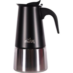 Resim Lidyahan Store Morning FE001-6 Espresso Kahve Makinesi Paslanmaz Çelik Indüksiyonlu Moka Pot 300 ml Siyah 
