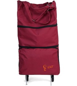 Resim Entcanta Nergis Model Su Geçirmez, Ağır Yüklerde Yardımcı, 2 Tekerli Ve Katlanabilir Alışveriş Ve Seyahat Çantası - Bordo 