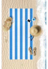Resim Çizgili Dijital Baskılı 75x150 Cm Plaj Havlusu MAVİ 