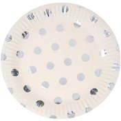 Resim Varak Baskılı. Gümüş Puanlı Karton Tabak. 23 CM - 8 Adet 