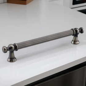 Resim Badem10 Selçuklu Antik Nikel Metal Kulp 128 mm Mobilya Çekmece Mutfak Dolabı Dolap Kapak Kulpu 