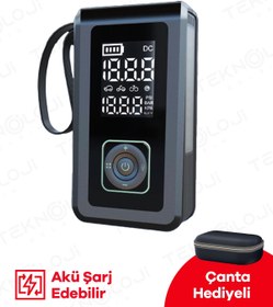 Resim Teknoloji Gelsin Taşınabilir Araç Pompası 10.000mAh Akü Şarj Eden OtoKompresör ElFeneri Powerbank Çanta Hediye 3in1 