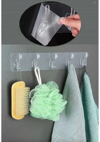 Resim 2 Adet Kendinden Yapışkanlı Güçlü Şeffaf 5li Askılık - Kapı Arkası Mutfak Duvar Banyo Diğer 