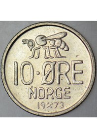 Resim Norveç 10 Öre 1973 Arı Ve Arıcılık. Kral 5. Olav Dönemi. 