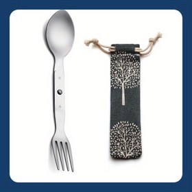 Resim Outdoor Taşınabilir Kampçılık ve Yürüyüş İçin Paslanmaz Çelik Katlanır Çatal Kaşık Kombinasyonu! Çizilmeye ve Aşınmaya Dayanıklı + Pratik Depolama, Yük Olmadan Seyahat Et 