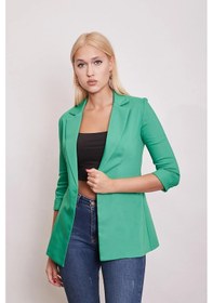 Resim Kapri Truvakar Kol Süs Cepli Kopçalı Ofis Blazer Kumaş Ceket-benetton Yeşil B.yeşili 