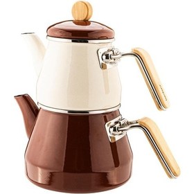 Resim Bambum Lumino Bambu Kulplu Emaye Çaydanlık Takımı Kahverengi 